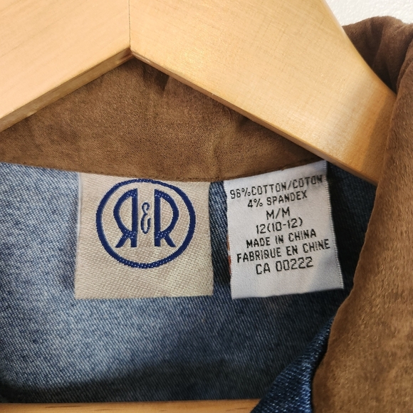 Vintage 90s Denim Jean Vest Jacket Western Festival Country 1990s Womens Medium - Picture 5 of 8